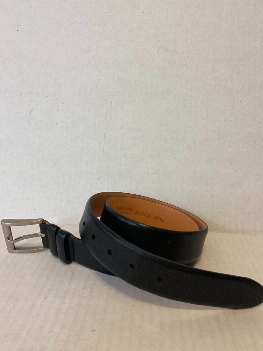 L'Abate Rosso Leather Belt Men's 34 Black Tan Interior